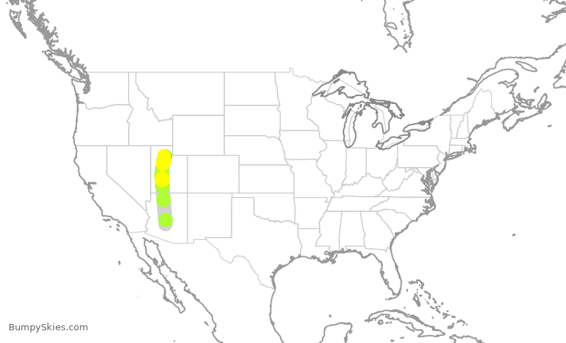 Turbulence forecast map for SWA3694, PHX to SLC