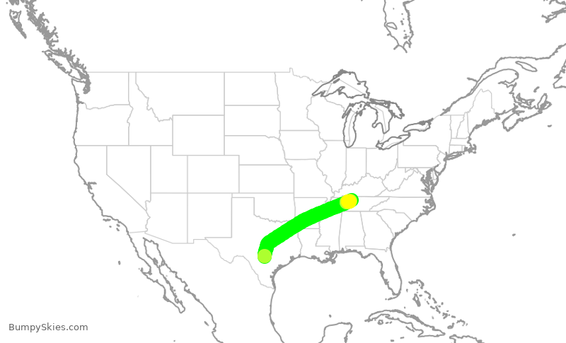 Turbulence forecast map for SWA3699, SAT to BNA