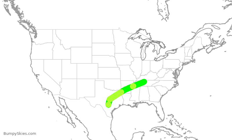 Turbulence forecast map for SWA3700, SAT to BNA