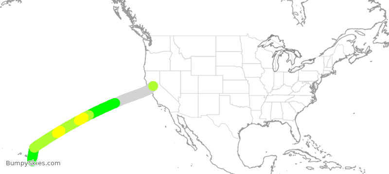Turbulence forecast map for SWA3700, SMF to KOA
