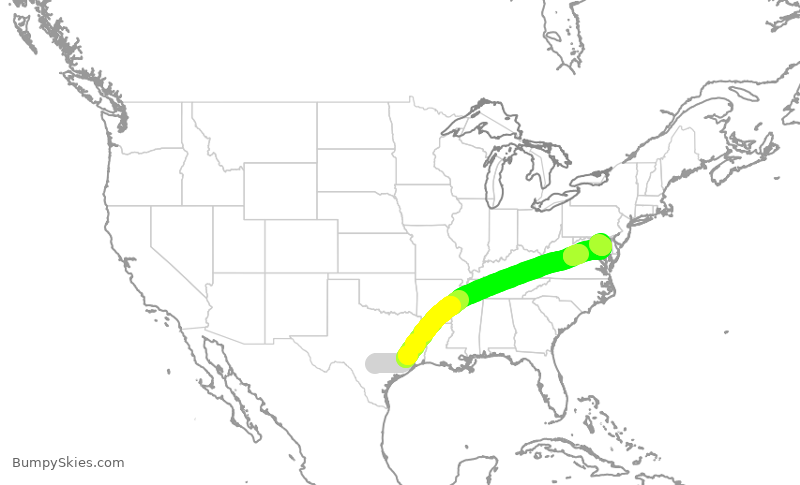 Turbulence forecast map for SWA3702, SAT to BWI