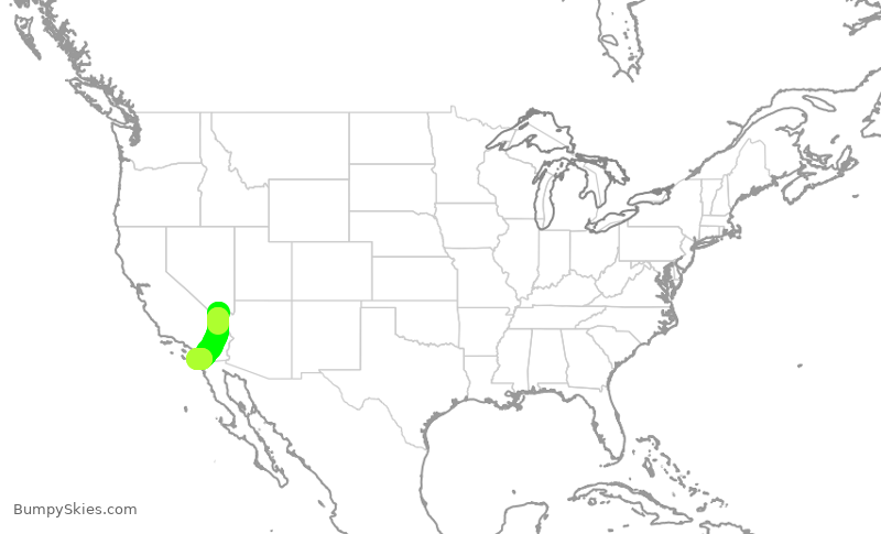 Turbulence forecast map for SWA3706, LAS to SAN