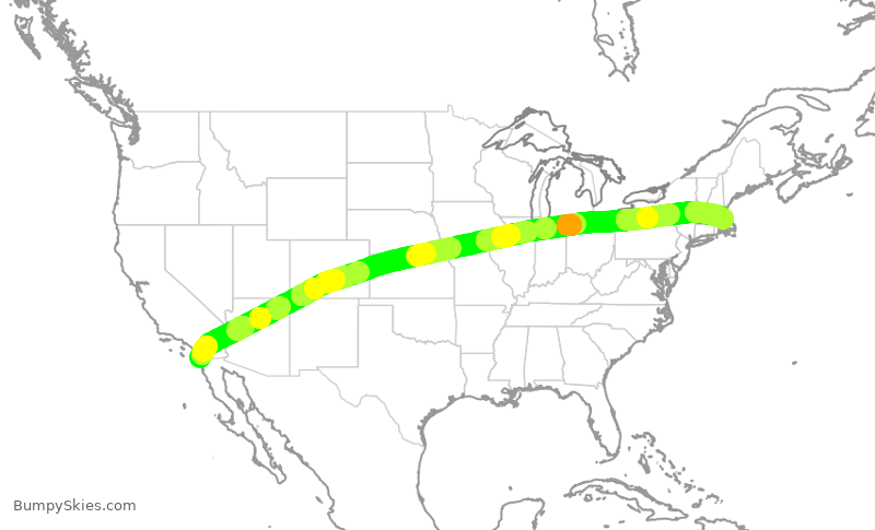 Turbulence forecast map for SWA3706, SAN to BOS