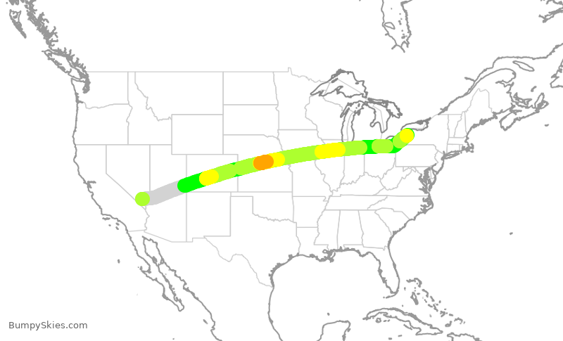 Turbulence forecast map for SWA370, LAS to BUF