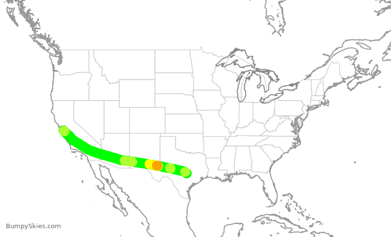 Turbulence forecast map for SWA370, SJC to AUS
