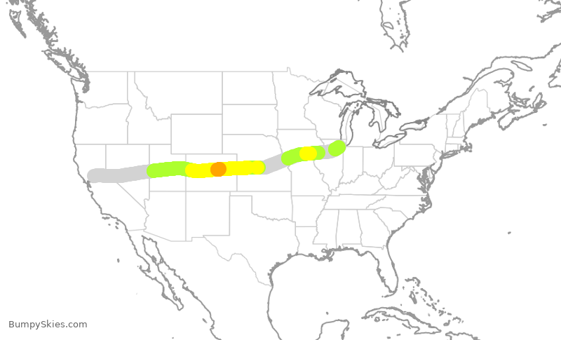 Turbulence forecast map for SWA3715, SMF to MDW