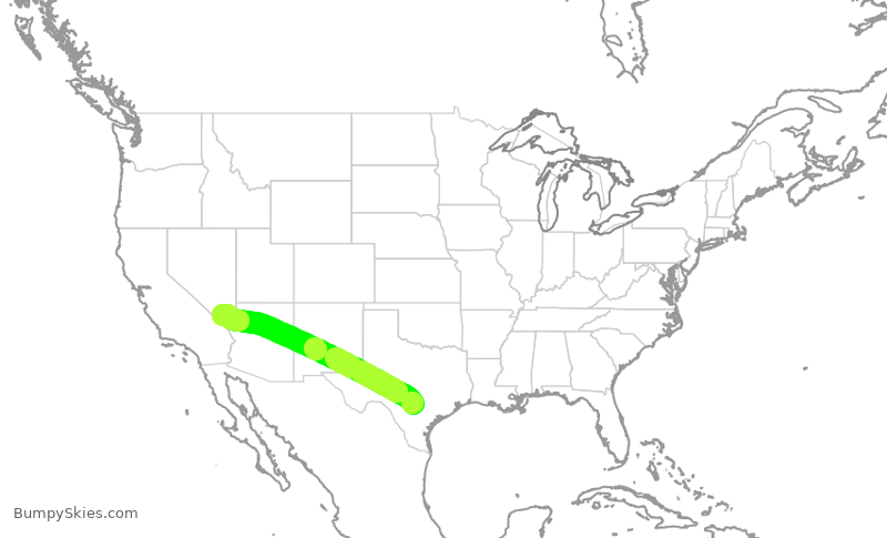 Turbulence forecast map for SWA3719, SAT to LAS