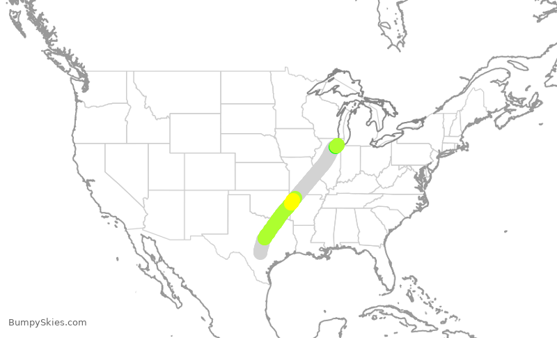 Turbulence forecast map for SWA3724, SAT to MDW
