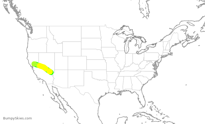 Turbulence forecast map for SWA3725, LAS to SMF