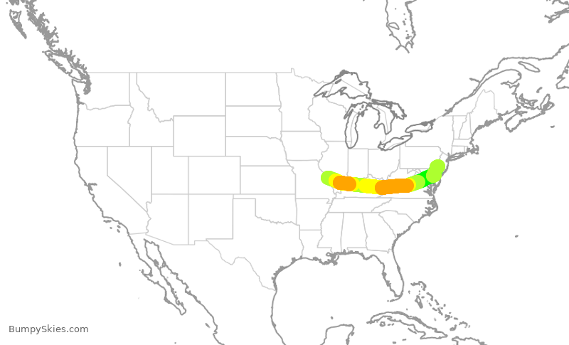 Turbulence forecast map for SWA3727, STL to PHL