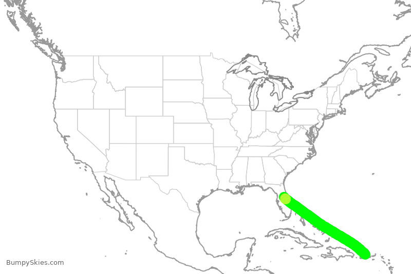 Turbulence forecast map for SWA3728, SJU to MCO