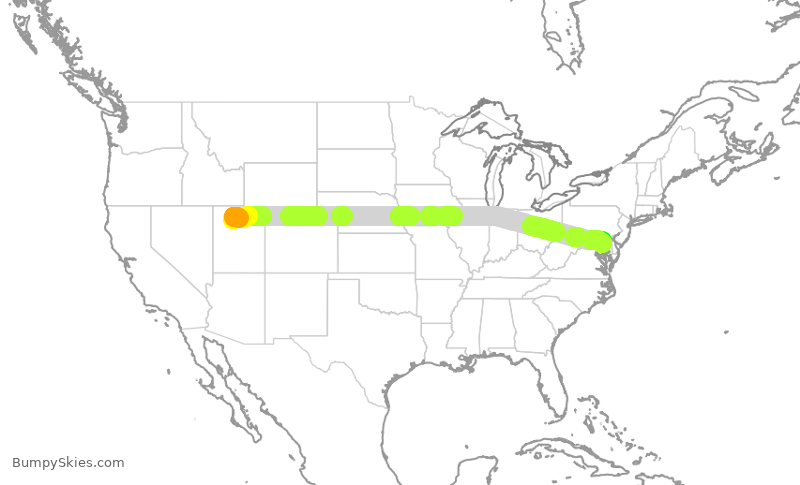 Turbulence forecast map for SWA3735, SLC to BWI