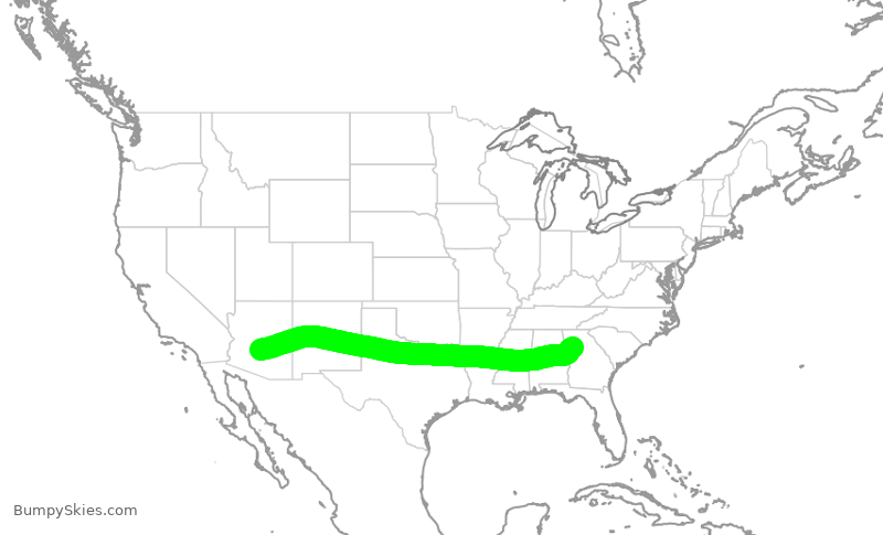 Turbulence forecast map for SWA3739, PHX to ATL