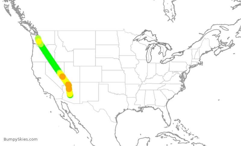 Turbulence forecast map for SWA3742, SEA to PHX
