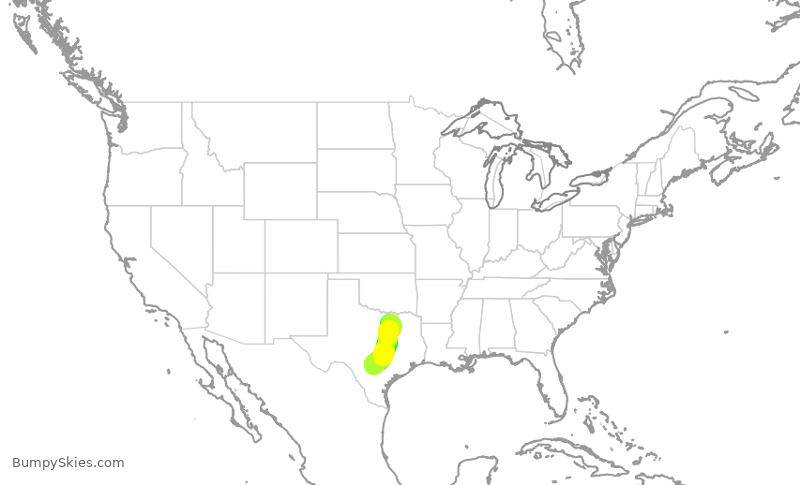 Turbulence forecast map for SWA3743, DAL to SAT