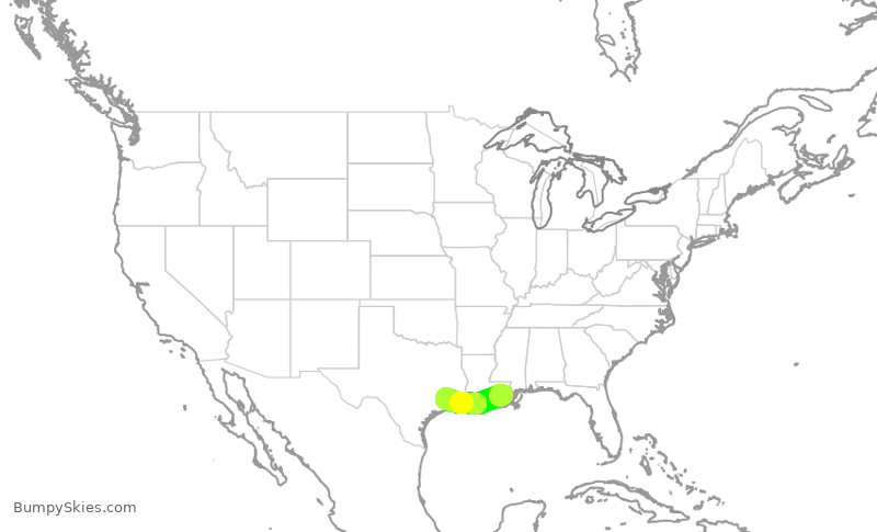 Turbulence forecast map for SWA3743, MSY to HOU