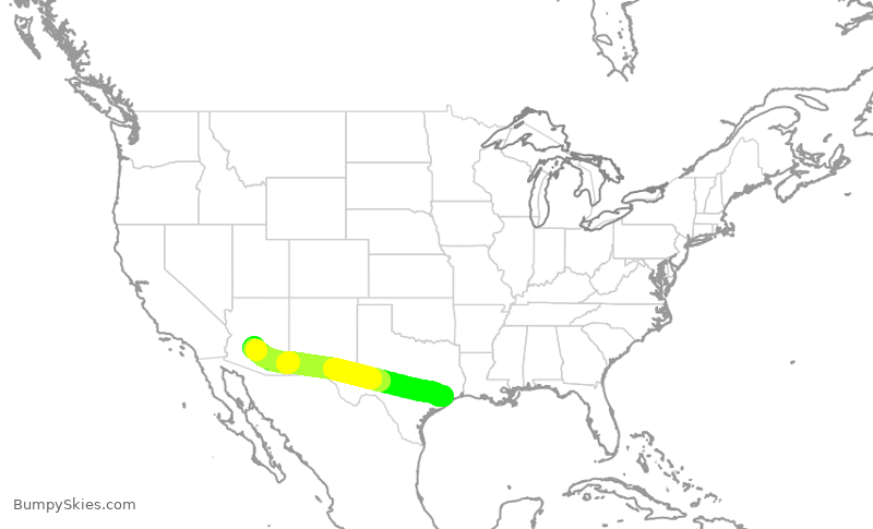 Turbulence forecast map for SWA3744, HOU to PHX