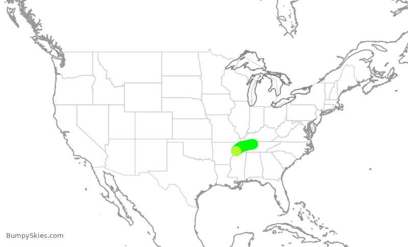 Turbulence forecast map for SWA3758, BNA to MEM