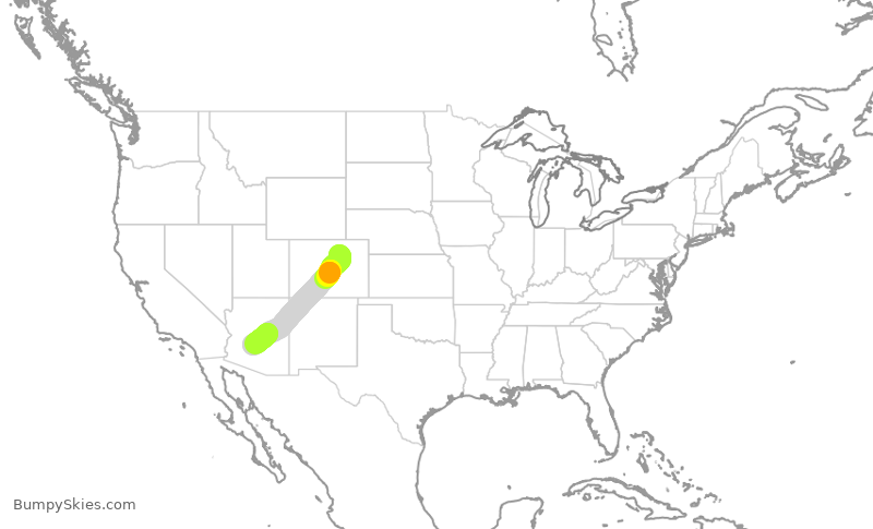 Turbulence forecast map for SWA375, DEN to PHX