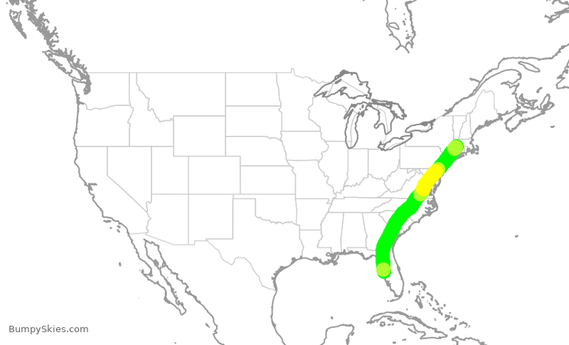 Turbulence forecast map for SWA3761, TPA to BDL