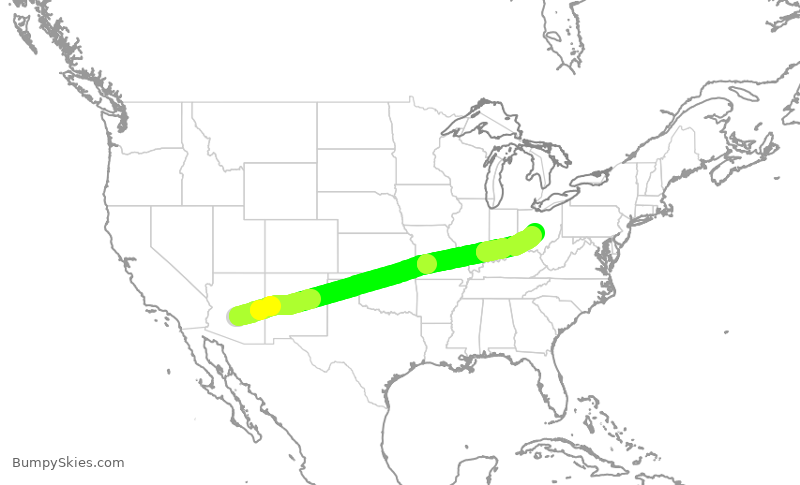 Turbulence forecast map for SWA3767, PHX to CMH