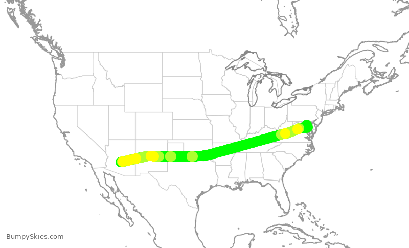 Turbulence forecast map for SWA3768, PHX to BWI