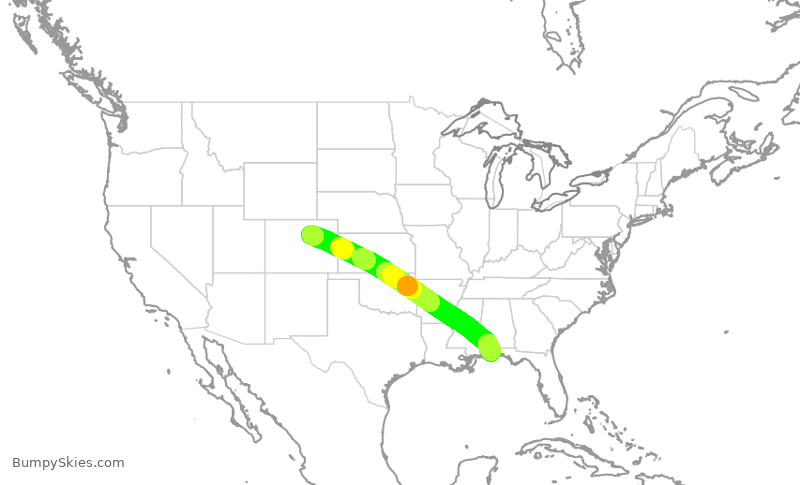 Turbulence forecast map for SWA376, DEN to PNS