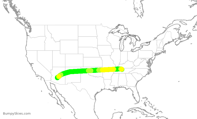 Turbulence forecast map for SWA3770, BNA to PHX