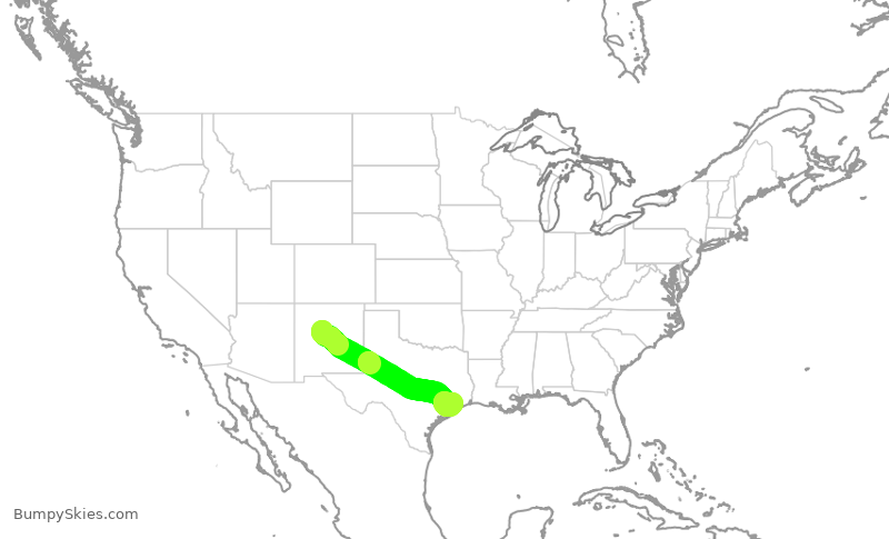 Turbulence forecast map for SWA3772, ABQ to HOU