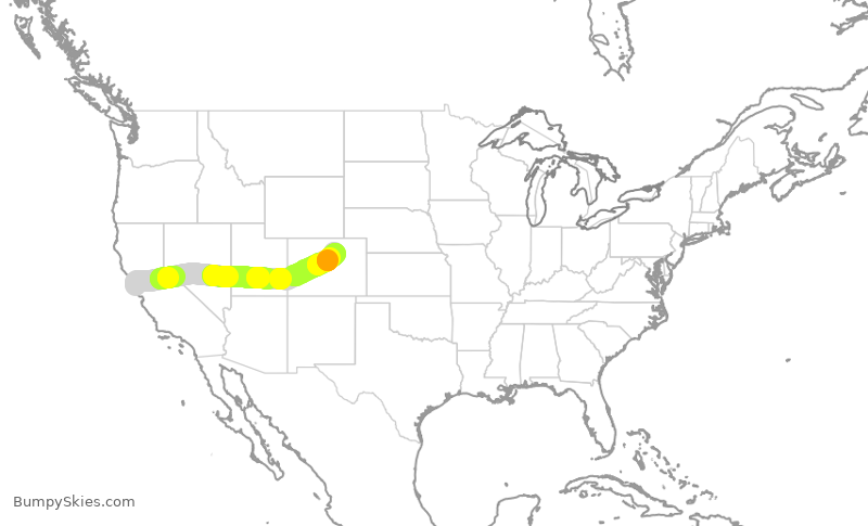 Turbulence forecast map for SWA3774, SFO to DEN