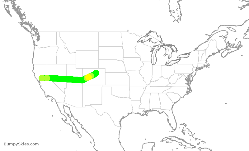 Turbulence forecast map for SWA3774, SMF to DEN