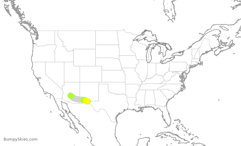 Turbulence forecast map for SWA3777, PHX to ELP