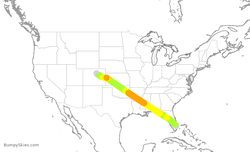 Turbulence forecast map for SWA3778, FLL to DEN