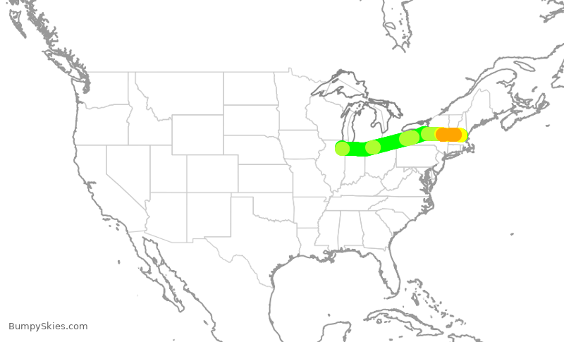 Turbulence forecast map for SWA3778, MHT to MDW