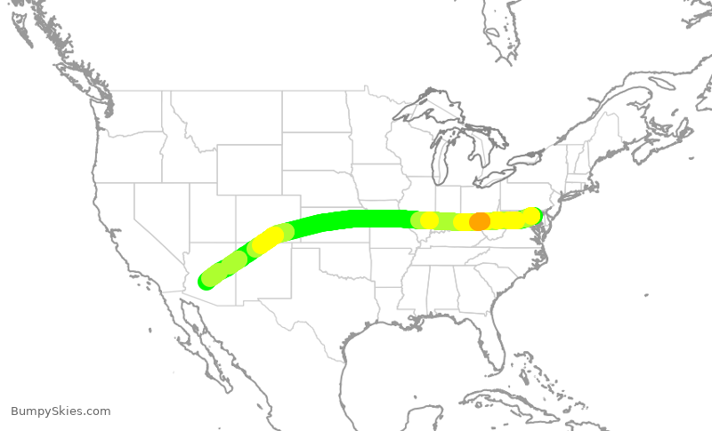 Turbulence forecast map for SWA3780, BWI to PHX