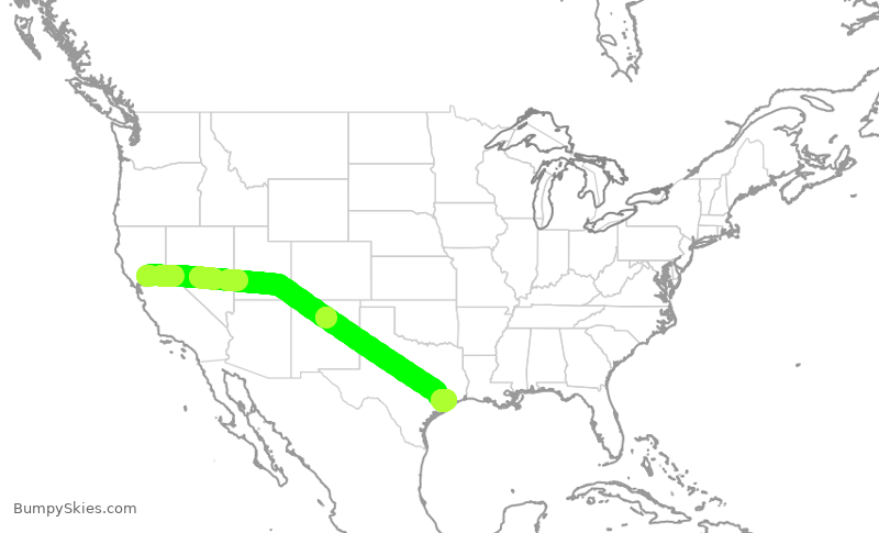 Turbulence forecast map for SWA3782, SMF to HOU