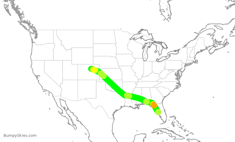 Turbulence forecast map for SWA3785, DEN to TPA
