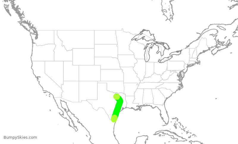 Turbulence forecast map for SWA3790, HRL to DAL