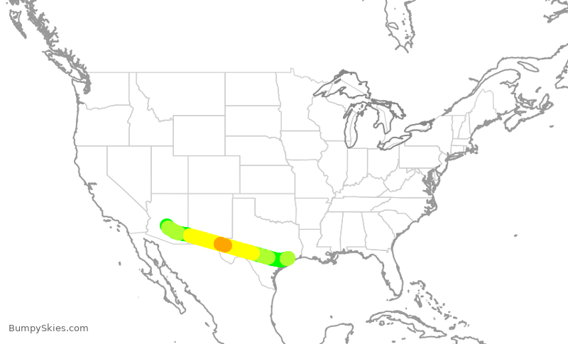 Turbulence forecast map for SWA3795, PHX to HOU