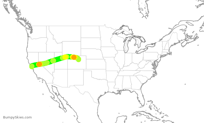 Turbulence forecast map for SWA3798, SFO to DEN