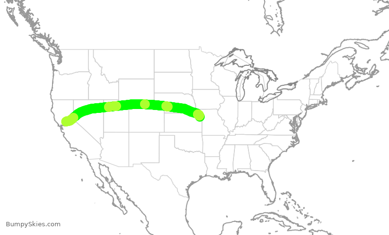 Turbulence forecast map for SWA3798, SMF to MCI