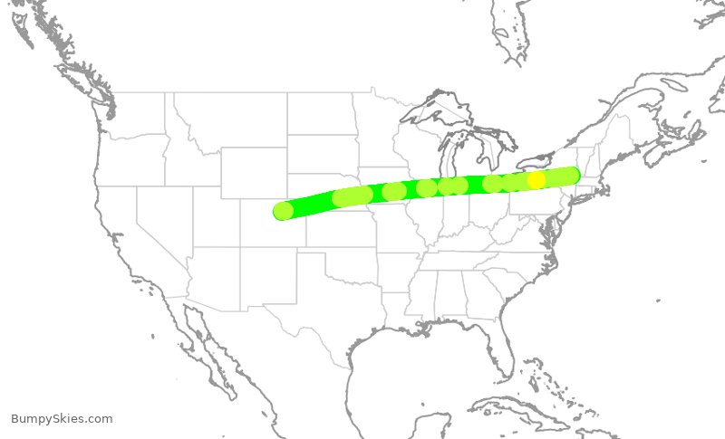 Turbulence forecast map for SWA3801, DEN to ALB