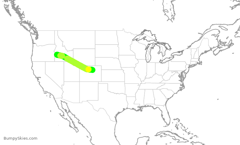 Turbulence forecast map for SWA3806, DEN to BOI