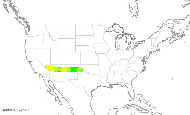 Turbulence forecast map for SWA380, AMA to LAS