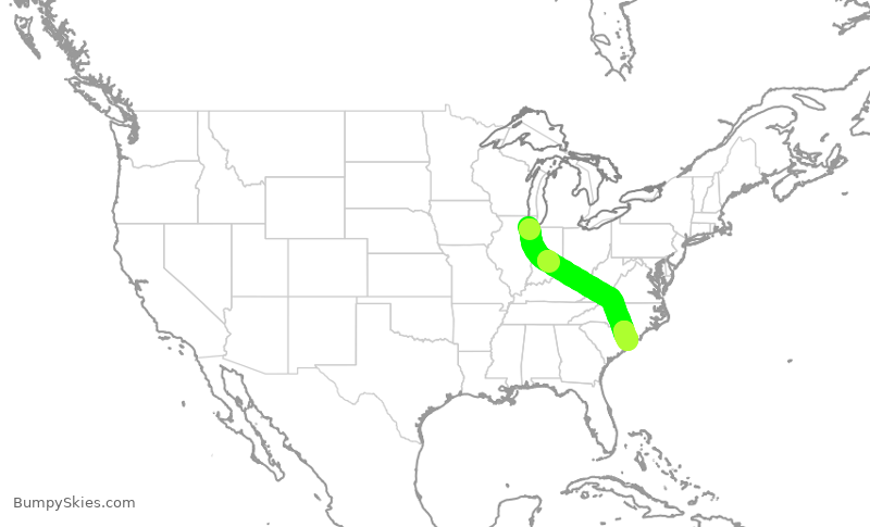 Turbulence forecast map for SWA3812, MDW to MYR