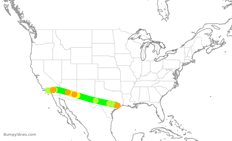 Turbulence forecast map for SWA3817, HOU to LAX