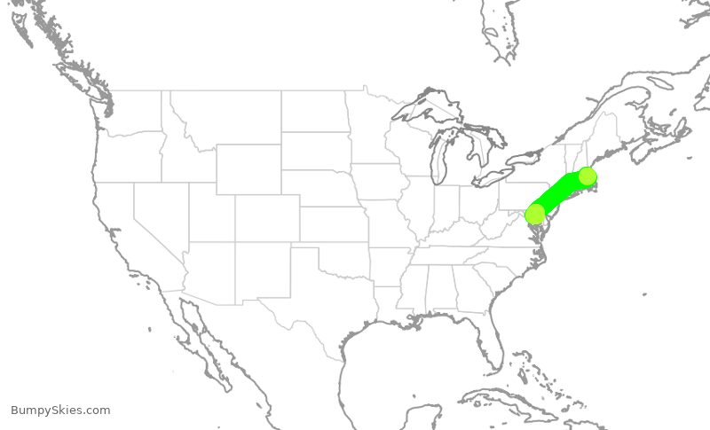 Turbulence forecast map for SWA3823, BOS to BWI