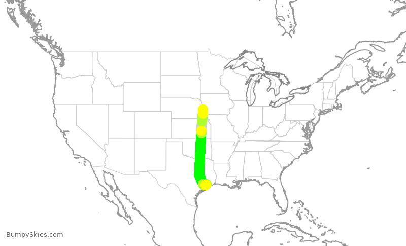 Turbulence forecast map for SWA3824, OMA to HOU