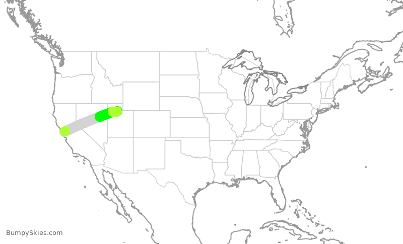Turbulence forecast map for SWA3830, OAK to SLC