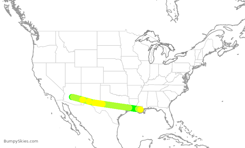 Turbulence forecast map for SWA3831, PHX to MSY